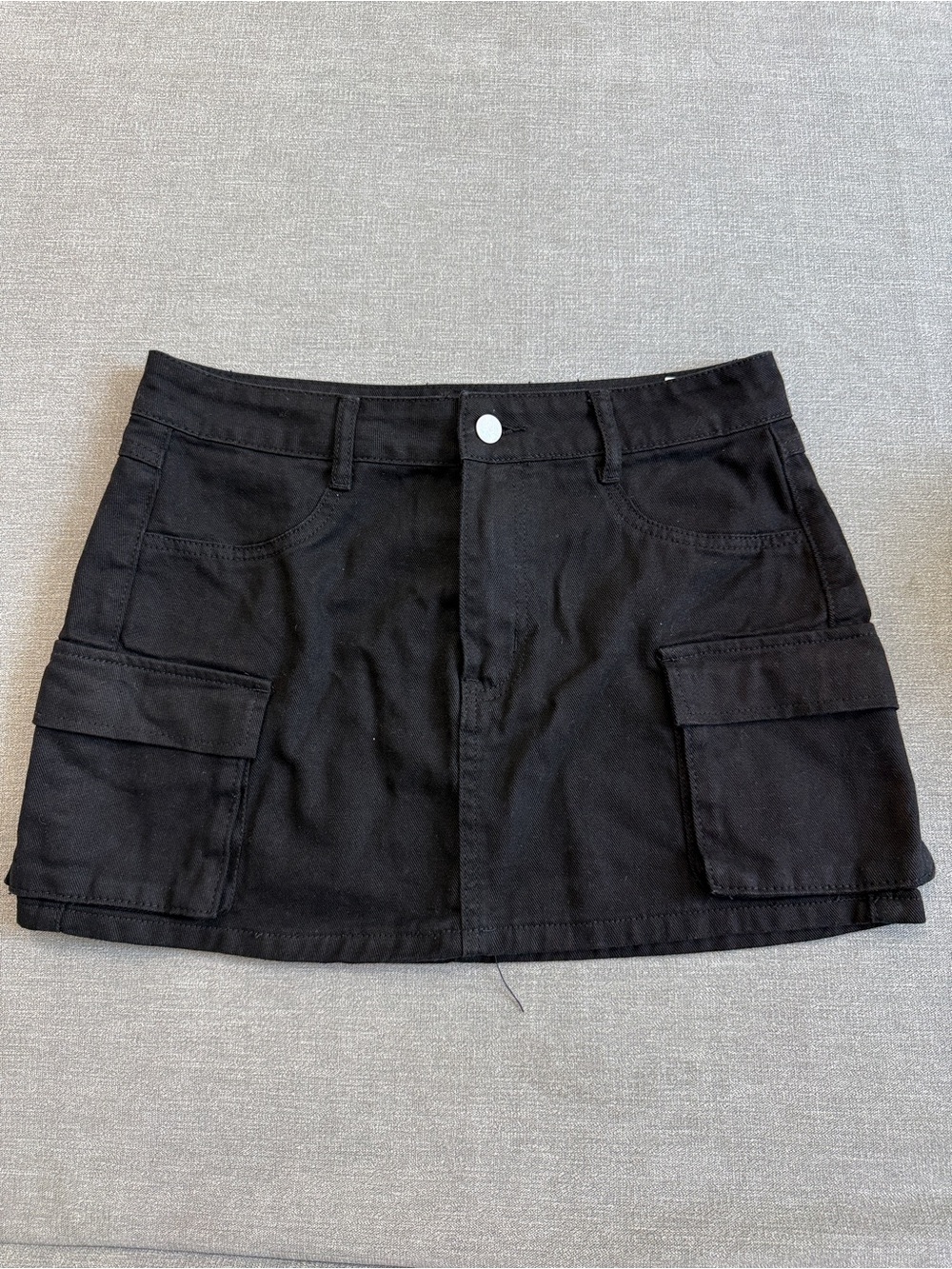 Black Cargo Mini Skirt Shorts